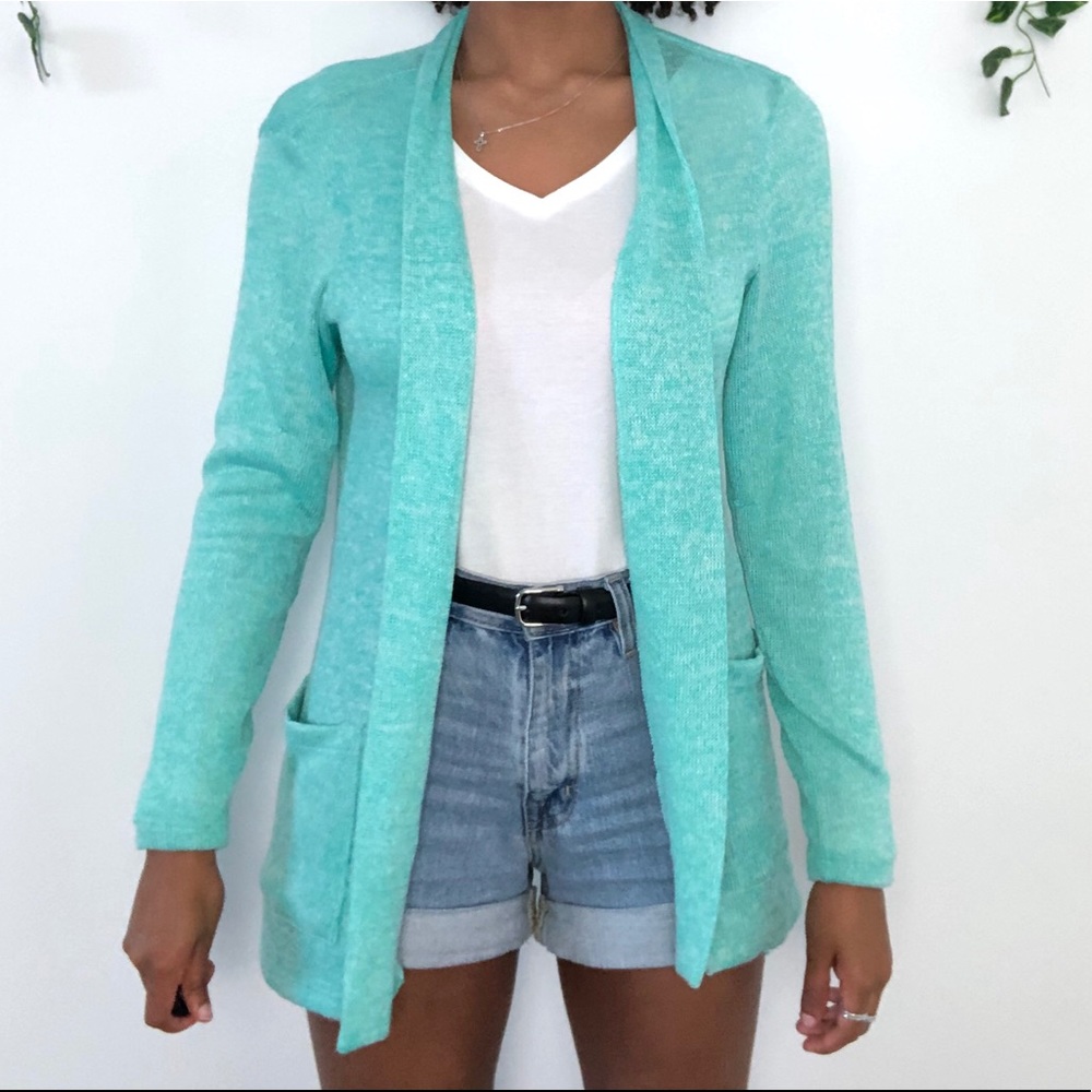 Teal Thin Knit Cardigan